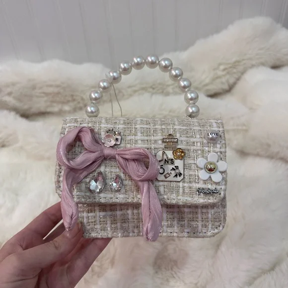 Ce Ce Co Pink mini purse with charms and pearl handle -Maisonette - Picture 4 of 9